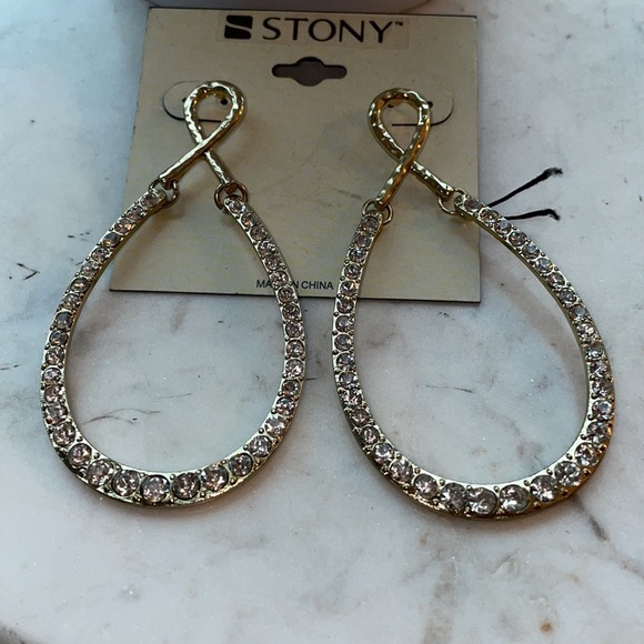 NWT Gold studded loop earrings - Picture 3 of 4